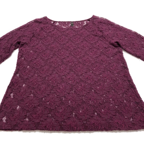 Denver Hayes | Purple Floral Lace Top | Size XL - Picture 5 of 14